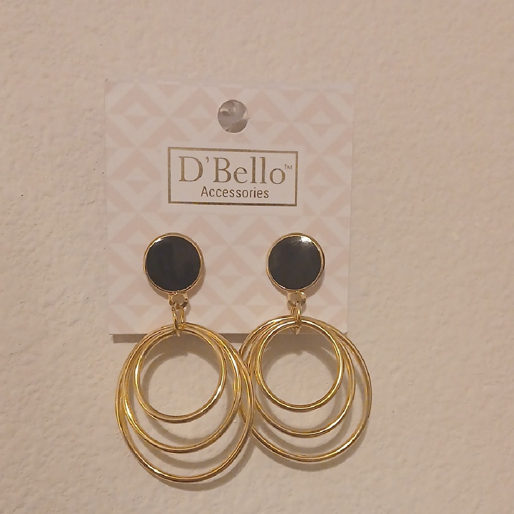 Fashion Gold and Black Hoop Earrings